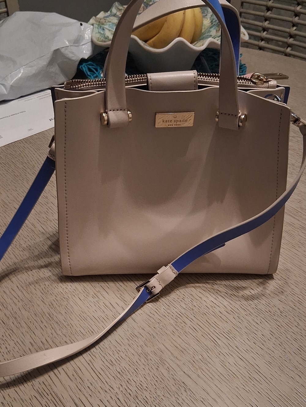 kate spade Cream & Blue Trim Purse.  NO BUNDLE DISCOUNT. FIRM PRICE - Picture 12 of 12